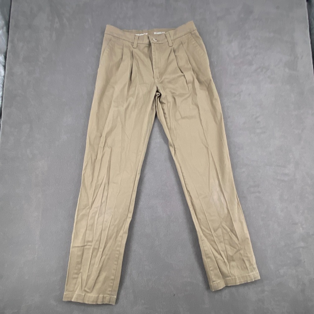 Wrangler Pleated Front Relaxed Fit Pants Mens 29x32 Beige Straight Leg Western